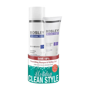 Bosley Professional Revive Nourishing Shampoo for Non Color-Treated Hair and Volumizing & Thickening Styling Gel SET