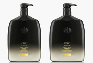 Oribe Gold Lust Repair & Restore Shampoo & Conditioner with a Generic Pumps 33.8oz BB